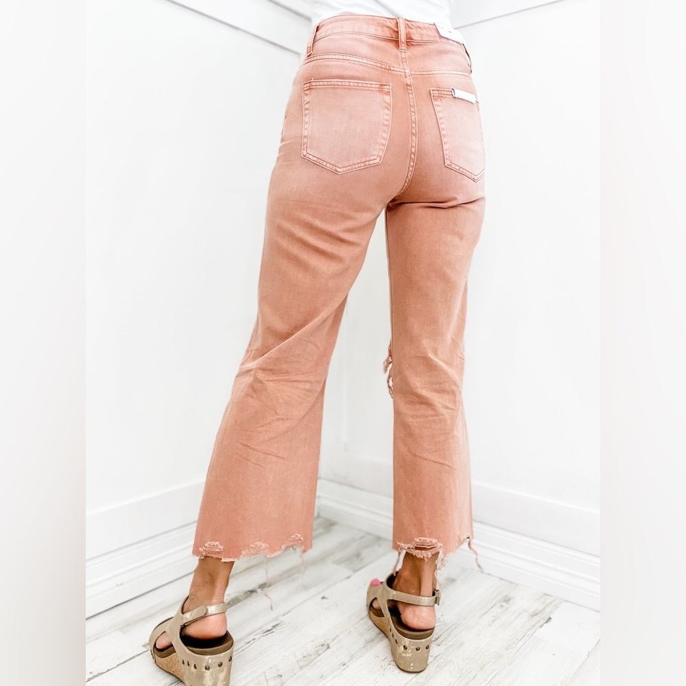 Vervet “Getting Jiggy” Vintage Distressed Cropped Flare Jeans With Destroyed Hem - Picture 4 of 14